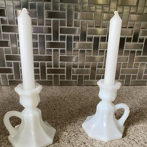 Milk Glass Vintage Candlestick Holders